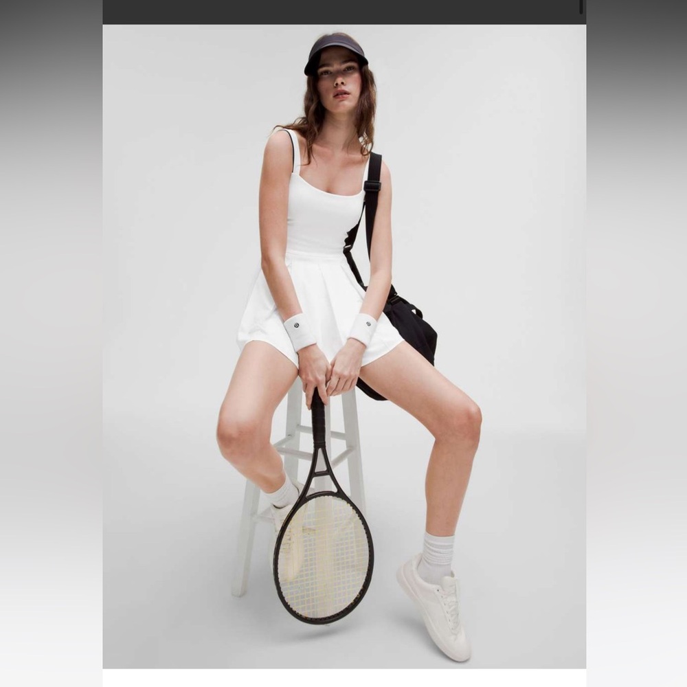 NWT Lululemon Box-Pleat Short-Lined Tennis Dress / White & Black
